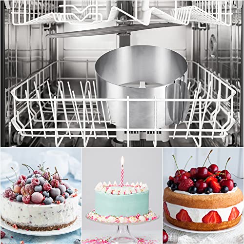 Foto von QINERSAW Tortenring Verstellbar Backring Edelstahl Backzubehör für Torten Zubehör Kuchen Zubehör Rund Tortenform 15-30cm 6-12 Zoll mit 3xTeigschaber 1xSpritzbeutel 6xSpritztüllen Set