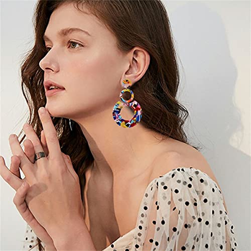 ONLYJUMP Acrylic Earrings for Women Retro Simple Multicolor Resin Geometric Square Hollow Earrings Statement Dangles Drop Nightclub Earrings Vintage 80s 90s Party Accessories3