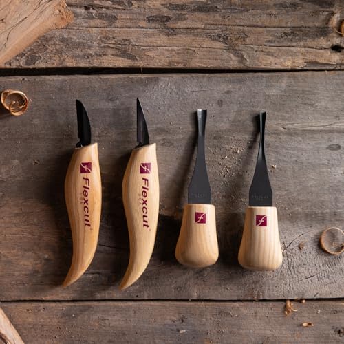Image of Flexcut Wood Carving Tools| Beginner Palm & Knife Set | 1095 High Carbon Steel Blades| Ergonomic Ashwood Handles | KN600 | Made in the U.S.A.