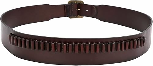 Tourbn TOURBON .17HMR .22LR Rimfire - Correa de cartucho de 30 rondas de piel auténtica para pistola de 48 pulgadas, color marrón, Marrón