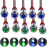 runcci-yun 10pcs110v-220v8mm led pannello pilota cruscotto spia indicatore lampada auto furgone barca indicatore luminoso lampada pilota cruscotto lampadine direzionale(blu verde)