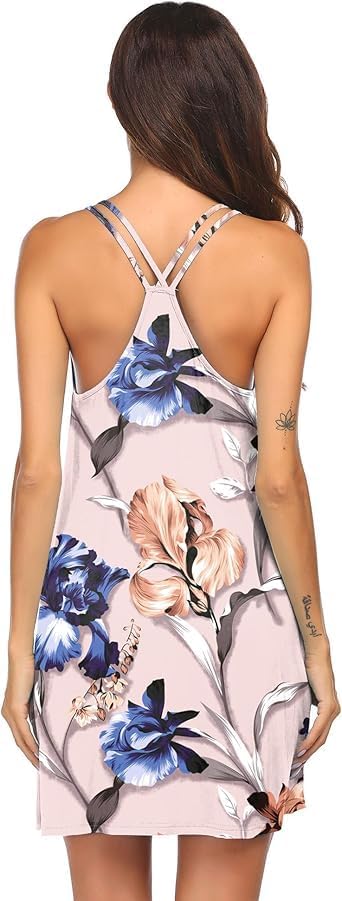 Ekouaer Women's V Neck Sleeveless Nightgown - Image 4