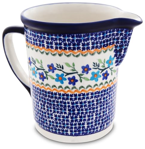 Bunzlauer Keramik großer 1,0Liter Krug Kanne Karaffe Pitcher - Spülmaschinen- und Mikrowellengeeignet - Handbemalt (Dekor 1154a)