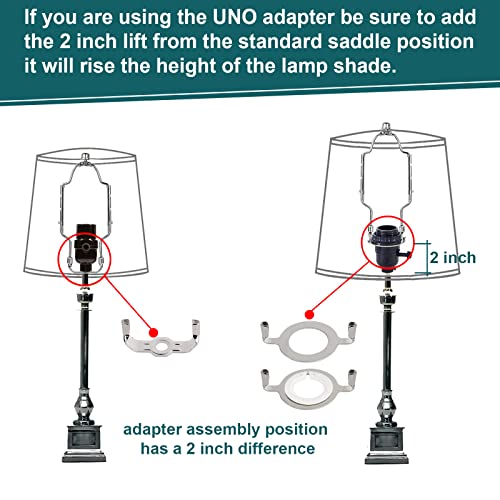Image of WEAVERBIRD Lamp Shade Harp Bracket 8 9 10 inch Adjustable Lamp Harp Kit with 3 /8 Standard Saddle,E14 E26 E27 Light Base UNO Fitter Adapter Converter Finial Set and Crystal Lamp Finial Knob, Silver