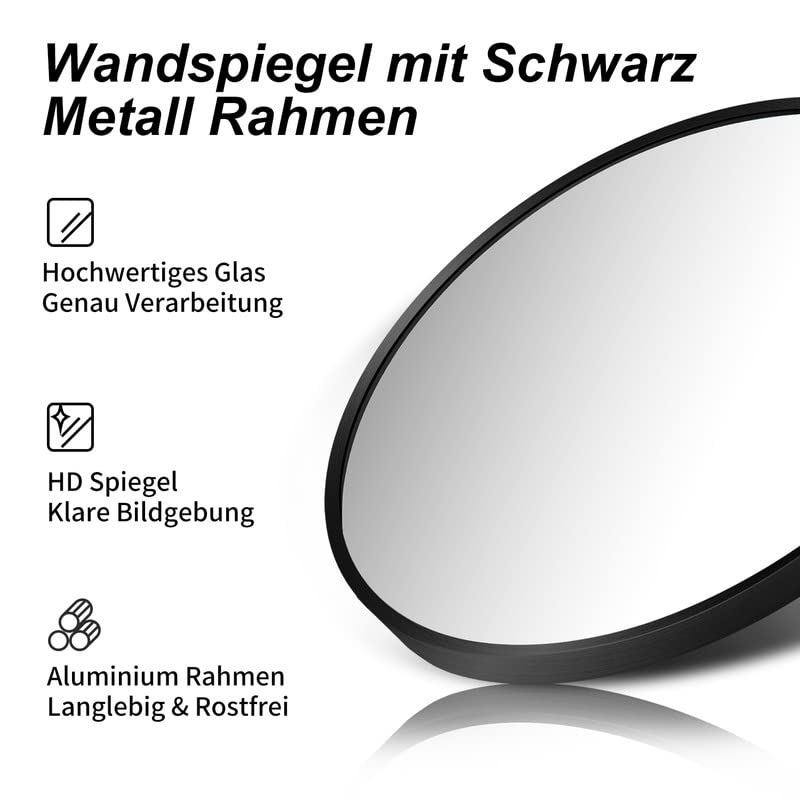 BD-Baode Standspiegel Bogen Wandspiegel mit Schwarz Aluminiumrahmen 40x140cm Bogen Ganzkörperspiegel Bodenspiegel Für Schlafzimmer Wohnzimmer