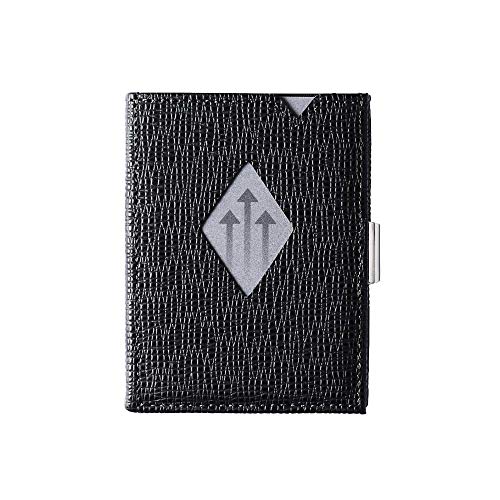 Exentri Wallets In Black Mosaic - Premium Rfid Blocking Trifold Leather Wallet With Stainless Steel Locking Clip #TOP1