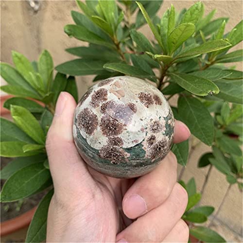 Natural Green Cherry Blossom Agate Crystal Quartz Ball 1pcs, 6-7cm