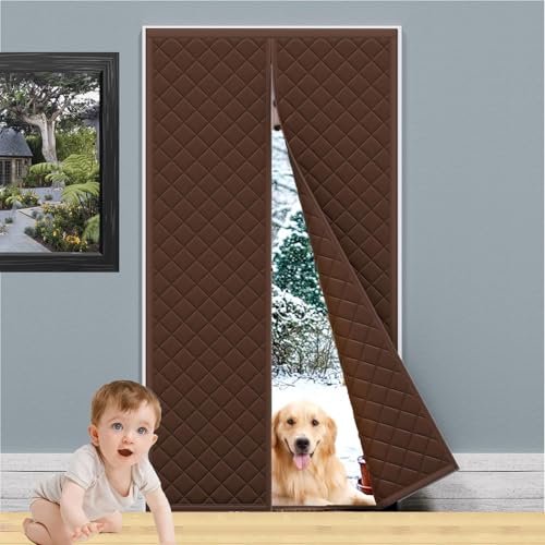 42x84 in Magnetic Thermal Insulated Door Curtain, Storm Door Cover Insulated Heavy Duty No Tools Needed Reusable Keeps Cold Out & Heat in, Door Blanket Quilt for Front/Back Doors RVs Patio Garage