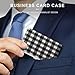 VstaDank Black And White Plaid Business Card Holder Fashion Aluminum Alloy Flip Cover Credit Card Holder High End Professional Name Cards Case Exquisite Pocket Metal Cards Holder for Work