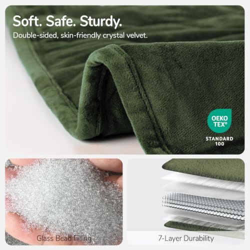 Image of Kaisa Weighted Blanket for Adults 7lbs 41 inch x 53 inch, Soft Heavy Cozy Luxury Crystal Velvet Small Weighted Lap Blanket, All-Season Blanket, Machine Washable, Olive Green