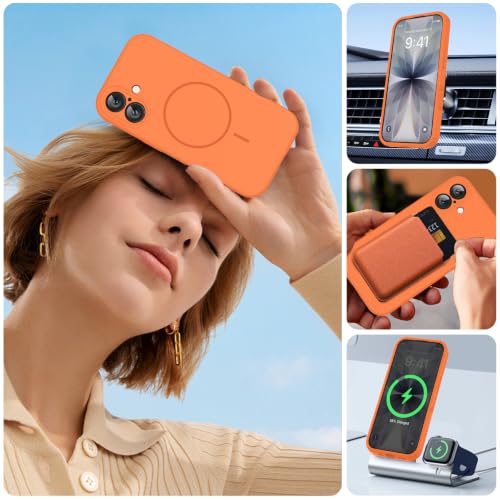 Image of Miracase Magnetic for iPhone 17 Case, Compatible with MagSafe, Integrated Silicone Camera Control Cover, 3.0mm Thicken Shockproof Drop Protection Phone Case for 17,Sunset Orange