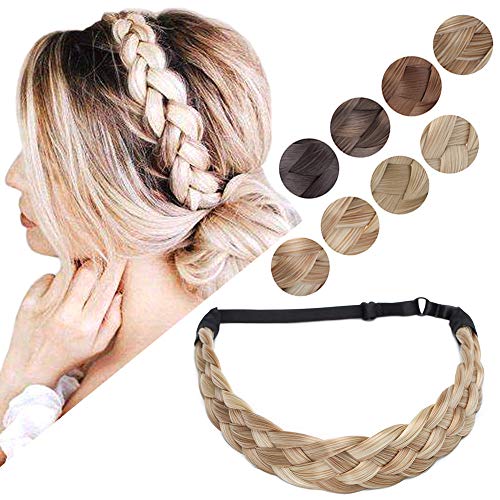 Braid Headband For Women Braids Hairband Braided Hair Band Synthetic Plaited Headband Costume Hair Braid Hairpiece Beauty Accessory For Girl Braids Women Headband 5 Strands 50g #26/613 Blonde