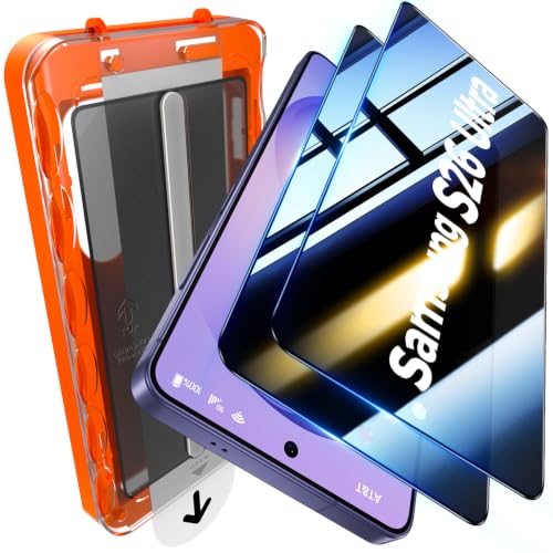 UniqueMe for S26 Ultra Privacy Screen - 2 PACK Samsung Galaxy S26 Ultra Privacy Screen Protector [Fingerprint Unlocking] Easy Installation Bubble-Free Anti-Spy 9H Tempered Glass 3D Full-coverage