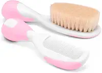 Escova e pente de cerdas naturais, Chicco, Rosa, A Partir Do Nascimento