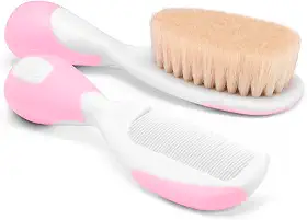 Escova e pente de cerdas naturais, Chicco, Rosa, A Partir Do Nascimento