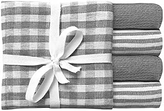 Euro Linen Tea Towels  100% Cotton Kitchen Tea towels- Pack of 3 Tea Towels - Absorbent Tea Towels set - 45 x 70 cm 3 Pcs Gift Packed Tea Towels - (Pack of 3, Light Grey)