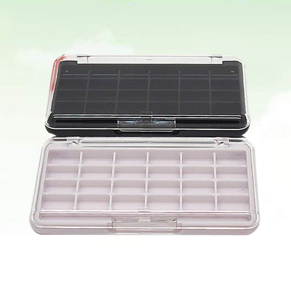 Lurrose Leere Make-up Palette 2 Stück Mit 24 Fächern Kosmetik Aufbewahrungsbox Transparent Deckel Tragbare Lidschattenpfanne DIY Lippenstift Rouge Organizer Für Reise Und Zuhause