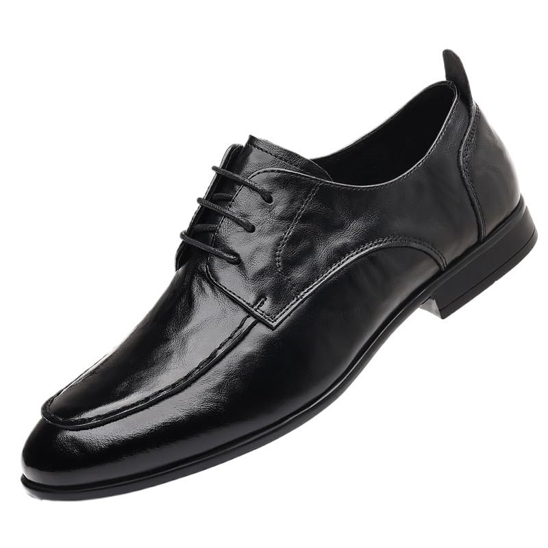 Men's Classic Patent Leather Oxfords Shoes Mens Breathable Pointed Toe Lace Up Casual Dress Shoes