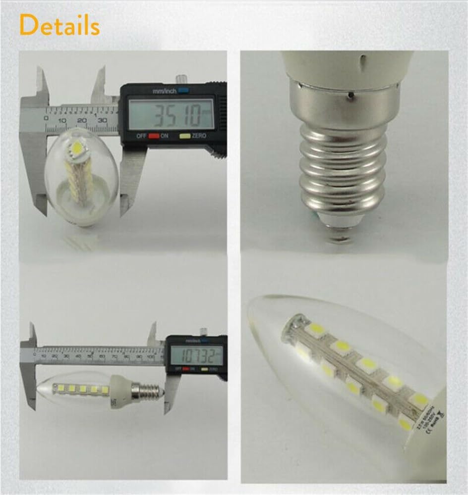 YSJX lighting, Paquete de 10 bombillas LED tipo vela, CA 220 V, 16 LED, E14/E27, 3 W, for candelabro, carcasa transparente/esmerilada(Clear shell,Warm White E27)