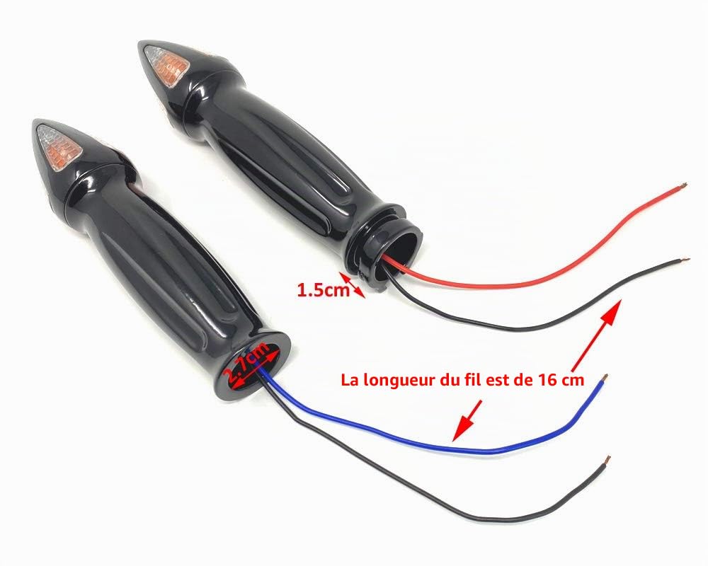 Poignées de Moto avec Clignotants Intégré pour Guidon de 25mm | Custom Roadster Cruiser Chopper Bobber