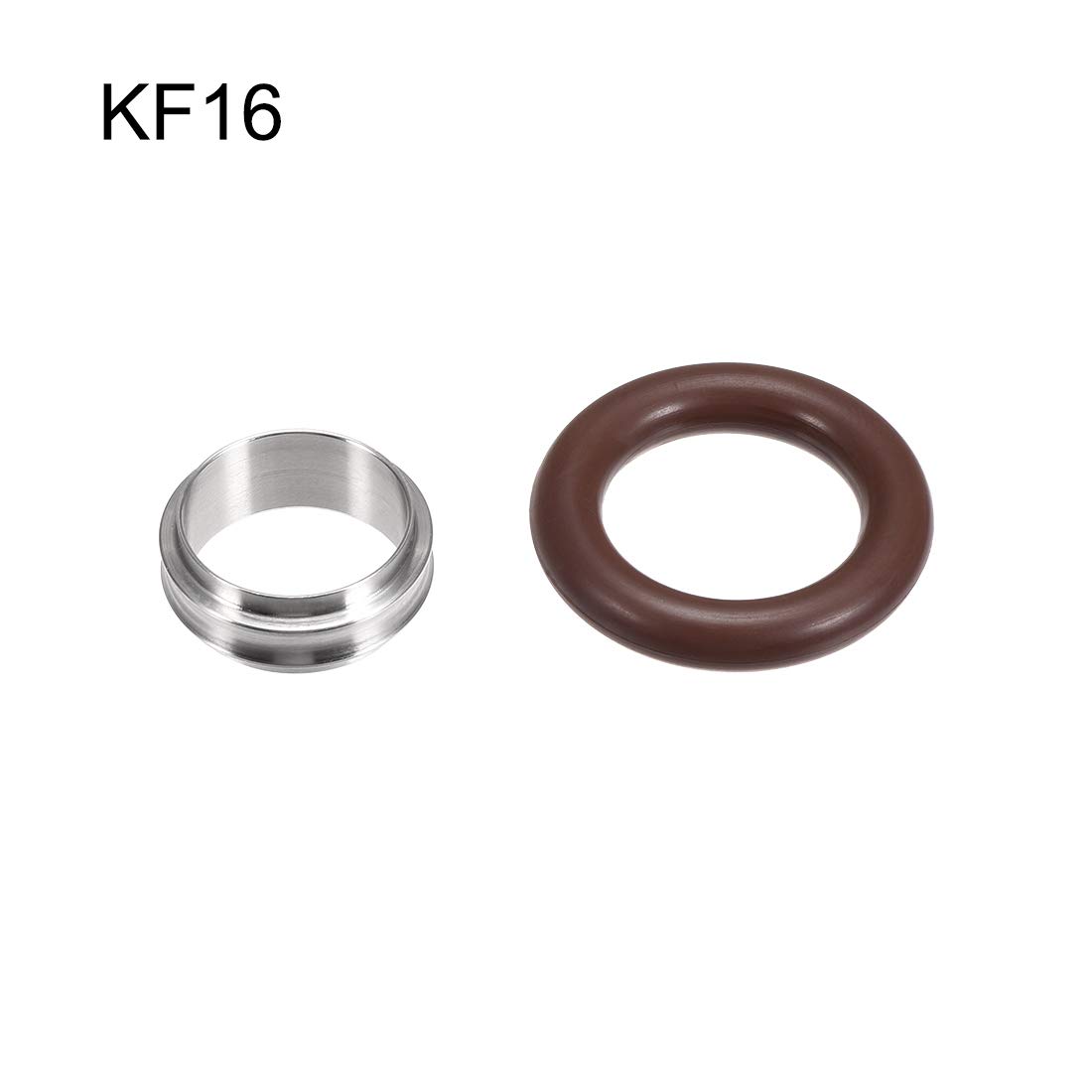 sourcing map 2Pcs Anneau Centrage KF-16 Vide Raccords ISO-KF Bride 29mm x 16mm Inoxydable Acier Caoutchouc Fluoré Joint Torique