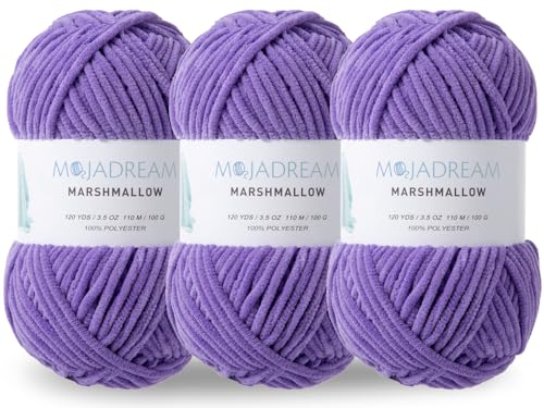 MOJADREAM 3PCS 3.5oz Chenille Yarn for Blankets Amigurumi: Soft Velvet