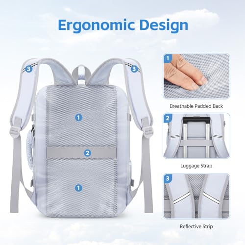 Image of RealCool 15.6 inch Laptop Travel Backpack, TSA Flight Approved Carry On Daypack | 180 Full-Open, Waterproof Wet Pocket, Compression Straps, Ergonomic Back Support, Luggage Belt, For Gym, School, Business