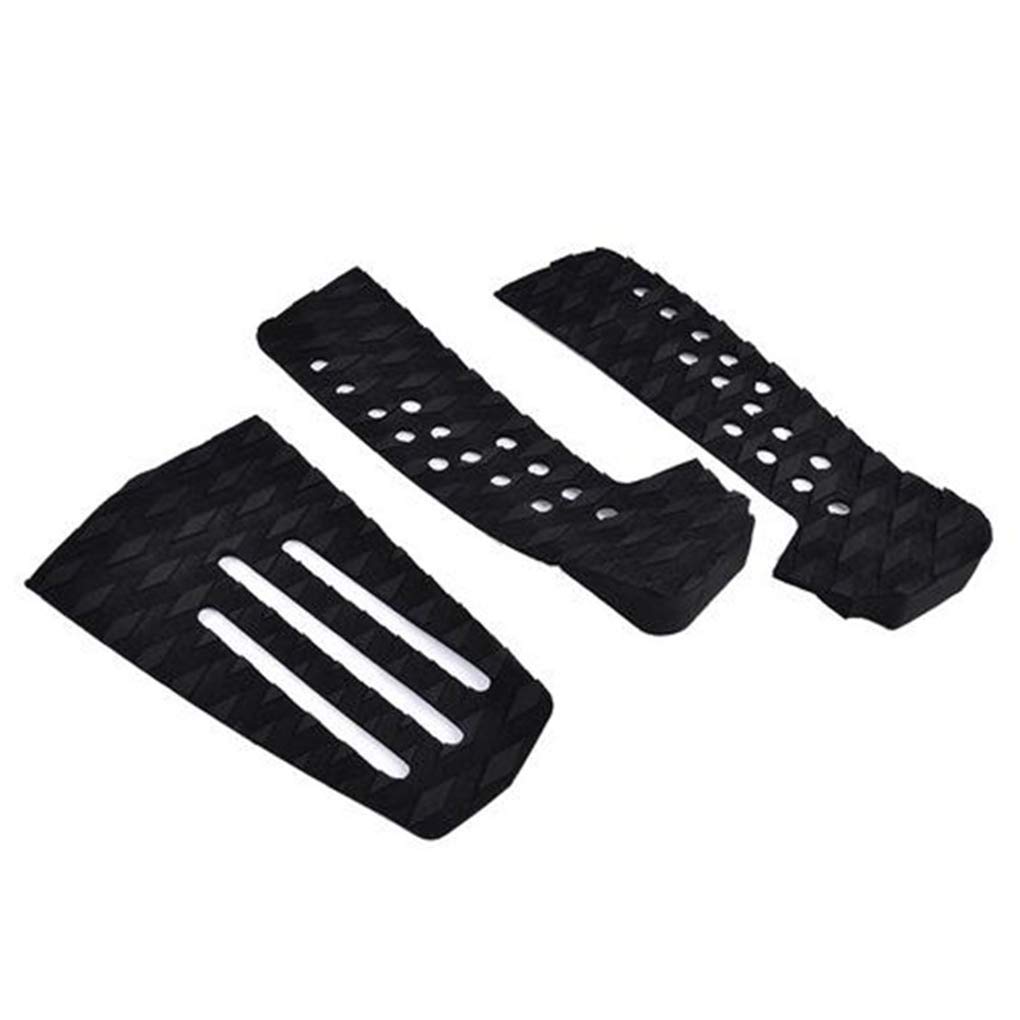3 Set 3 Stück Surfboard Traktionspad Stomp Pad Surfbrett rutschfeste EVA Schwanzmatte Fußgriff Surfen Zubehör 3 Streifen schwarz 3 Linien