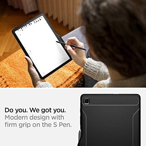 Spigen Rugged Armor Case Designed For Samsung Galaxy Tab S6 Lite (2022) and Galaxy Tab S6 Lite (2020) with Pen Holder - Black