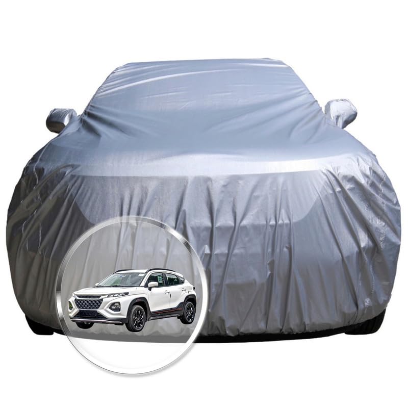 Image of NEODRIFT 'CrystalTech' Car Cover for Maruti Suzuki Fronx (100% Water-Resistant, All Weather Protection, Tailored Fit, Multi-Layered & Breathable Fabric) (Colour: Crystal Silver)