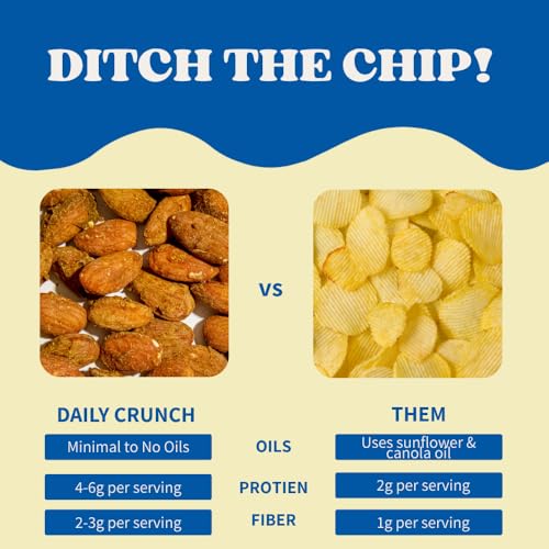Image of Daily Crunch Sprouted Almonds and Dehydrated nuts for a Unique Crunch, Keto Friendly, Non-GMO Zero Seed Oils, Gluten Free 4oz (6 Pack, Turmeric + Sea Salt)