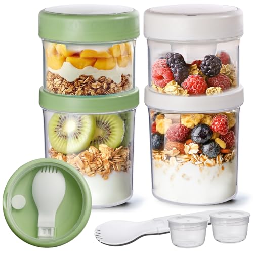 ComSaf 2 Pack Overnight Oats Containers with Lids 27 oz, Plastic ...