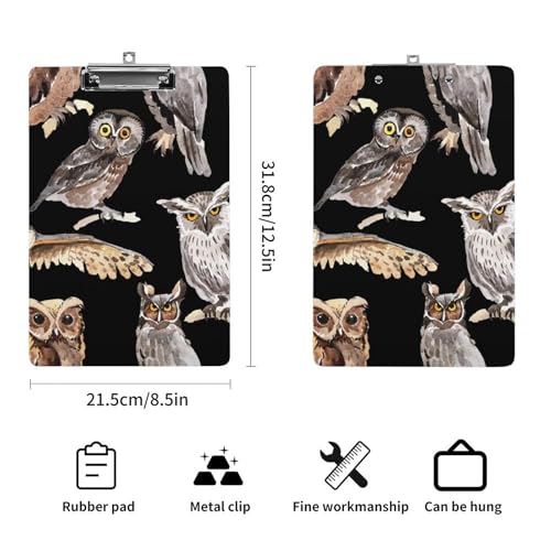 Porte-bloc A4 Hibou avec pince à profil bas et planchettes pour document