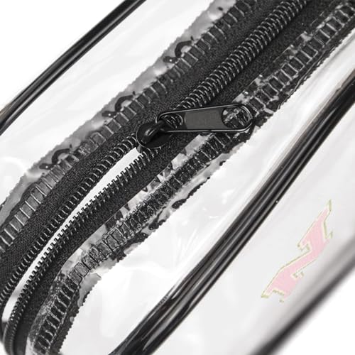 Clear Toiletry Bag,Portable Travel Toiletry Bag,Chenille Letter Cosmetic Bag with Zipper,Waterproof Makeup Bag,Cosmetic Storage Organizer for Women Men,Travel Essentials (Black,M)4