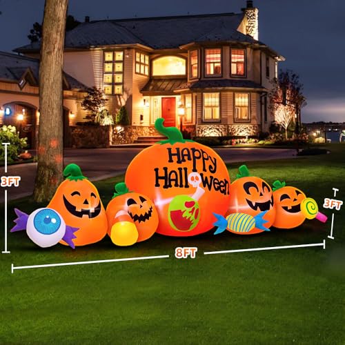 KOOY 8FT Halloween Inflatable Decorations Outdoor Inflatable Pumpkin Combo with LED Blow Up Inflatables の商品画像 4