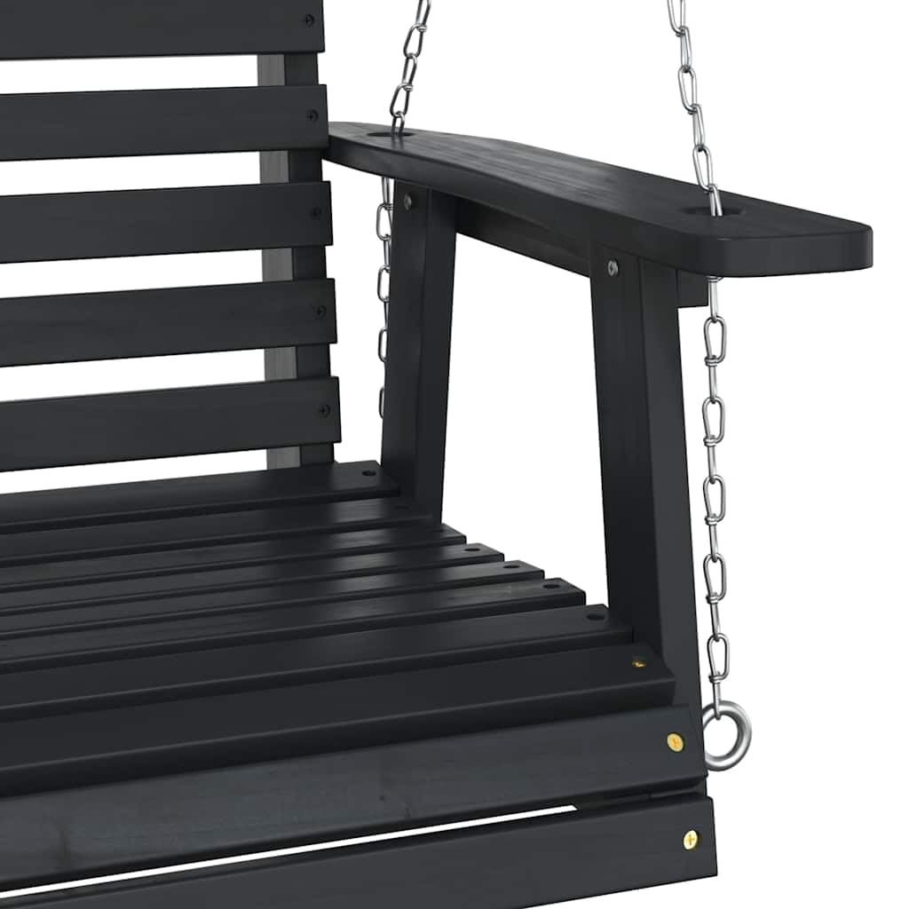 vidaXL Garten-Hängestuhl mit Metallketten Schwarz Massivholz Tanne, Außenschaukel, Outdoor Schaukel, Garten Hängesessel, Schaukel, Outdoor Hängesessel