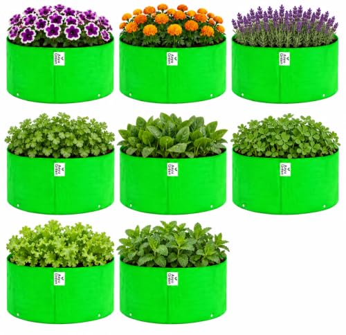 Image of Grow Bag UV Protected 260 GSM | HDPE Grow Bags for Plants | Heavy Duty Green Garden Plant Grow Bag with Drainage Holes | Reusable Vegetable Grow Bag for Terrace Gardening (8, 18X6 INCH)