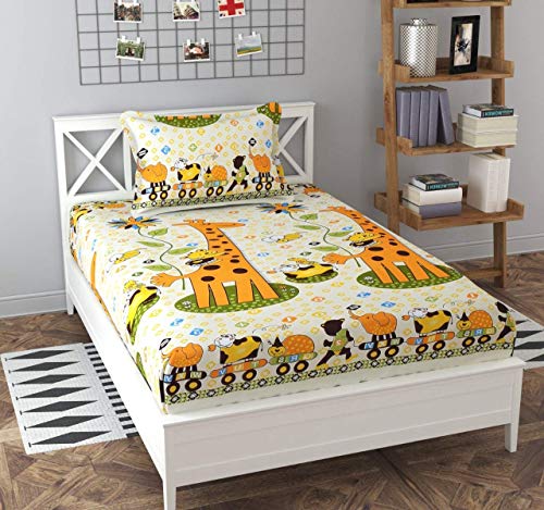 Image of COZY FURNISH Single Bed Sheet Set with 1 Pillow Cover, 60 x 90 Inches, Premium Microfiber Cotton, Soft Bed Linen for Home
