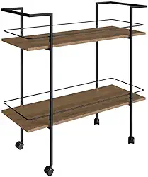 Carrinho Bar Estilo Industrial com 2 Prateleiras P1036 Preto/Mel