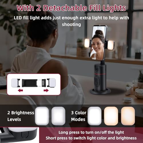 Mcbazel Trípode Móviles de Seguimiento Facial con Luz, Palo Selfie 360 ° ​Seguimiento Automático Soporte Teléfono, Control Remoto/por Gestos para Vlogs, Transmisión en Vivo/Grabación de Video - imagen 5