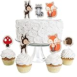 Woodland Creatures - Dessert Cupcake Toppers - Baby Shower or Birthday Party Clear Treat Picks - Set of 24
