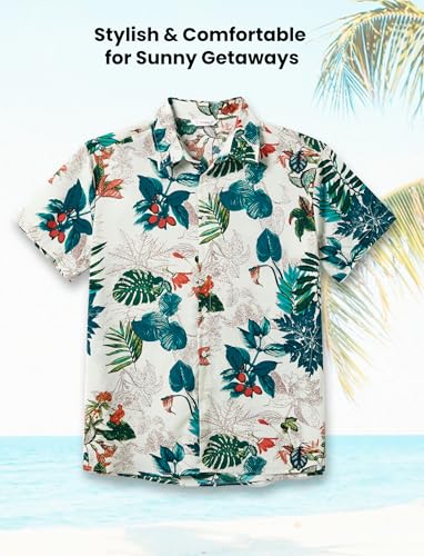 Image of PATPAT Family Hawaiian Matching Outfits - Mommy and Me Vacation Outfits | Halter Sundresses and Button Down Shirts,Caribbean Vacation Summer Tropical Outfits,Hawaiian Boho Tropical Floral Printed