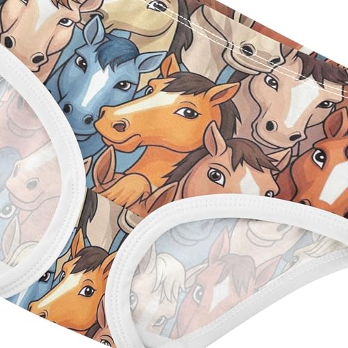 Durable Toddler Underwear Floral 2t Cotton Cute Panties Girl Colorful Cartoon Horses Blue Brow Briefs Undies Kids4