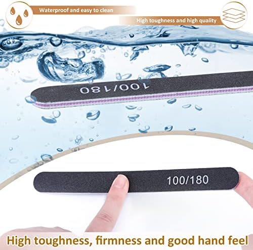 Grenerics Nail Files,Frendour Professional Nail File,12pcs 100/180 Grit Double-Sided Emery Board Nail File Set, Washable Nail Files Tools for Manicure(Black 12pcs)