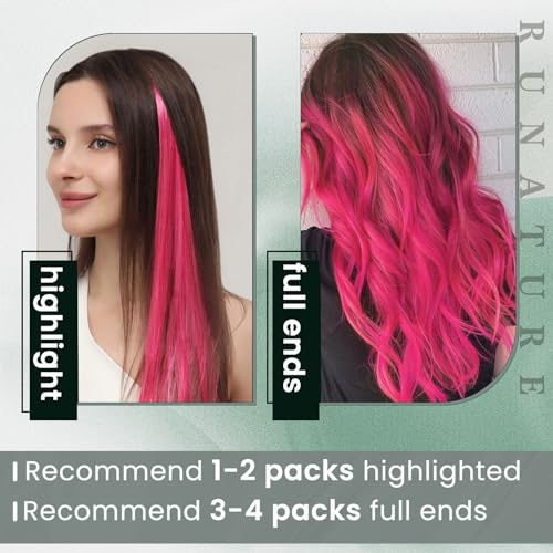RUNATURE Micro Pink Hair Extensions Human Hair Hot Pink Micro Ring Extensions Pink Micro Loop Hair Extensions Human Hair 20 Inch 25 Gram - Image 2