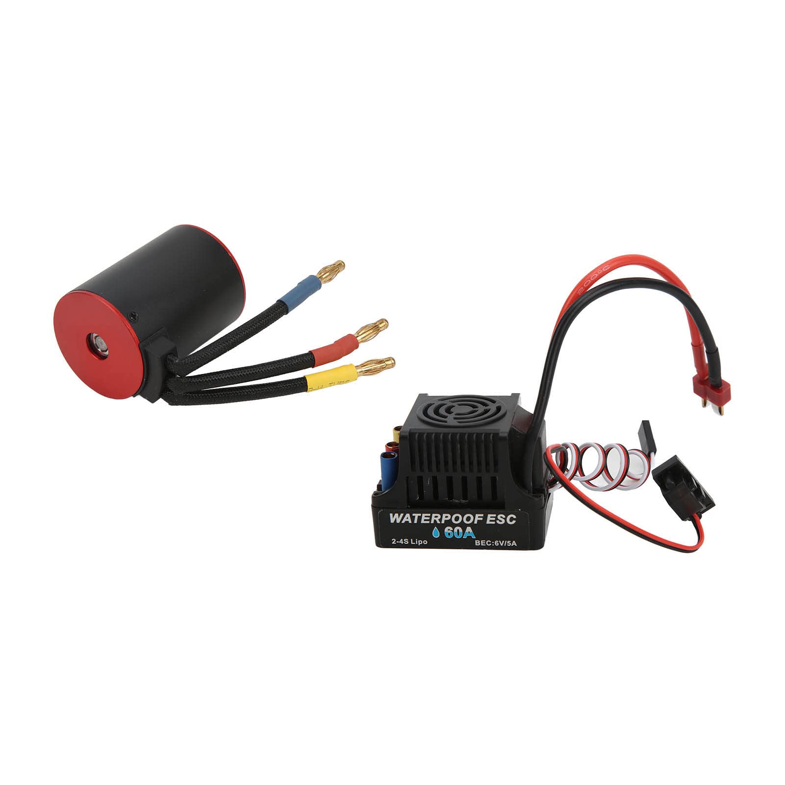 RC 3650 2300KV Zestaw silnika bezszczotkowego, 60A ESC dla aktualizacji samochodu 110/ RC, silnik bezszczotkowy z radiatorem i uzwojeniem miedzianym, zrównoważony wirnik