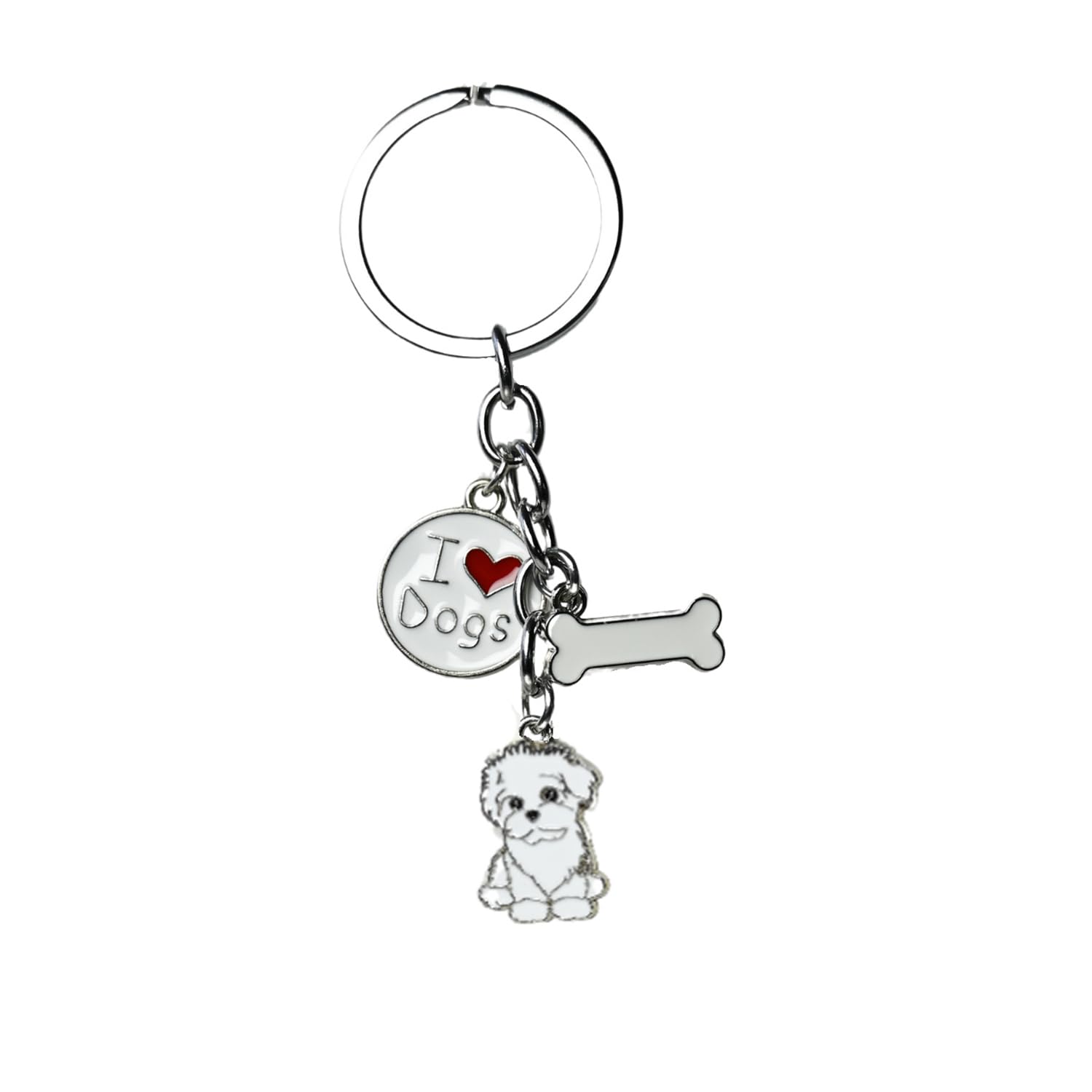 Harikaji Dog Keychain Ring, Cool Cute Pet Dog Keyring Bag Charm Mini Metal Key Ring Keyfob