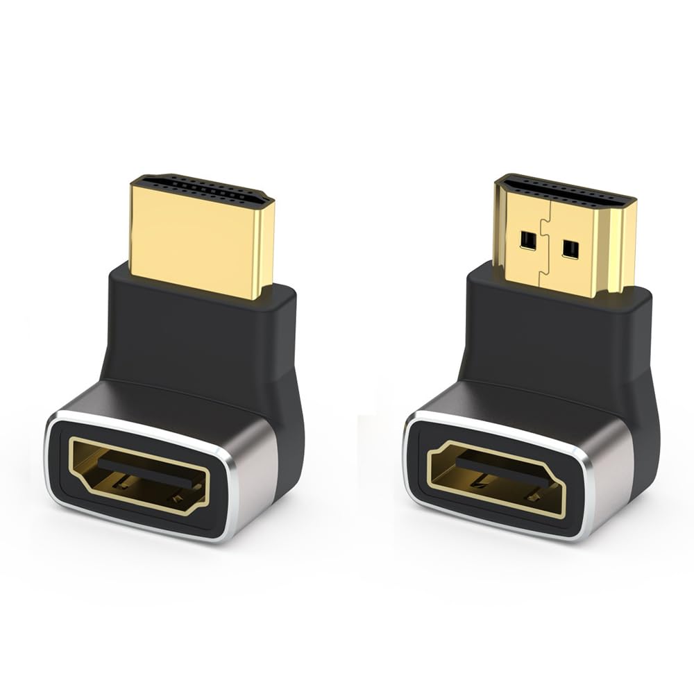 HDMI L型変換アダプタ HDMI2.1オスtoメスアダプター オスtoメスアダプタ上向き&下向きアングル HDMIアダプターエクステンダーコネクター 8K@60Hz 4K@120Hz HDR ノートパソコン PC/PS/HDTV/プロジェクター/Xbox/TV ボックス/ラップトップ/その他に対応 （2枚）