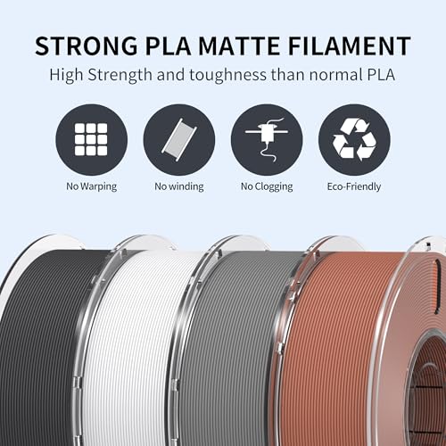 Image of RAMBERY Matte PLA 3D Printer Filament Bundle 4KG, Matte Smooth Finish PLA Filament 1.75mm, Individually Vacuum Packed, 1kg(2.2lb) X4PCS, Black /White /Cement Gray /Cocoa Brown