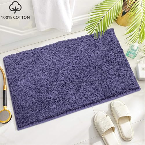 Image of Luxe Home Colosseum Bath Mat 100% Cotton (40x60 cm) Super Soft Non-Slip Bathroom Mat for Bedroom Door (Navy Blue) Pack of 1